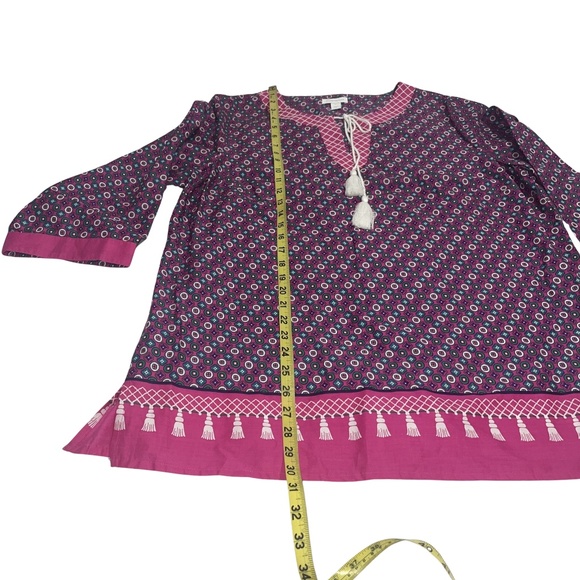 CHARTER CLUB Women's Boho 100% Cotton Tassel Tunic Pink/Berry Cool Top Size XL - Picture 9 of 16